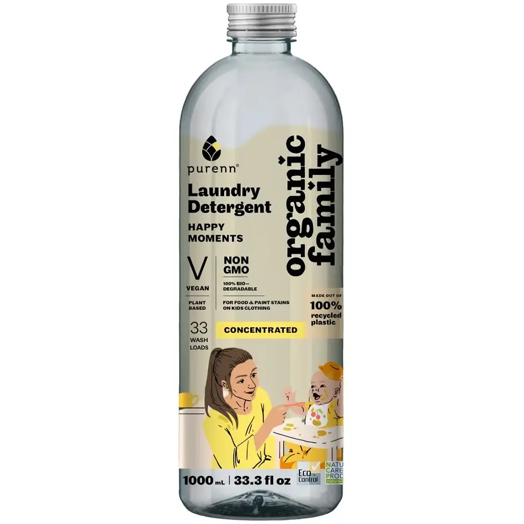 Набор: Средство-концентрат жидкое Purenn Organic Family Happy Moments Ромашка для стирки детских вещей 1 л + Смягчитель-ополаскиватель для тканей Purenn Organic Family Sunday Morning1 л - фото 2