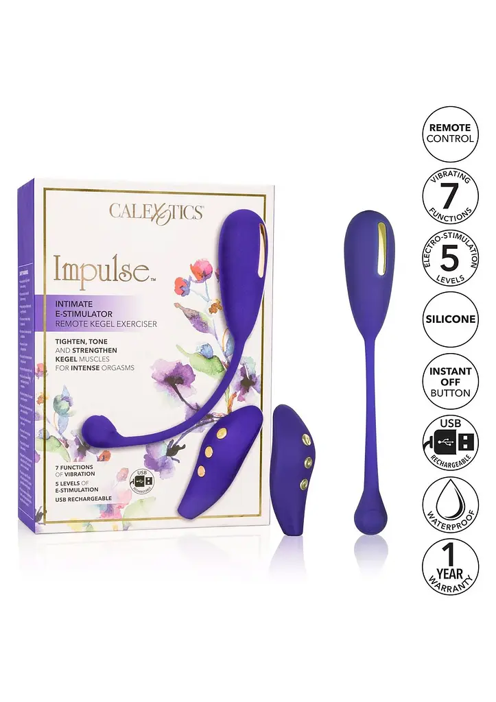 Віброяйце Calexotics Estim Remote Kegel, 7.5 см (синій) - фото 7