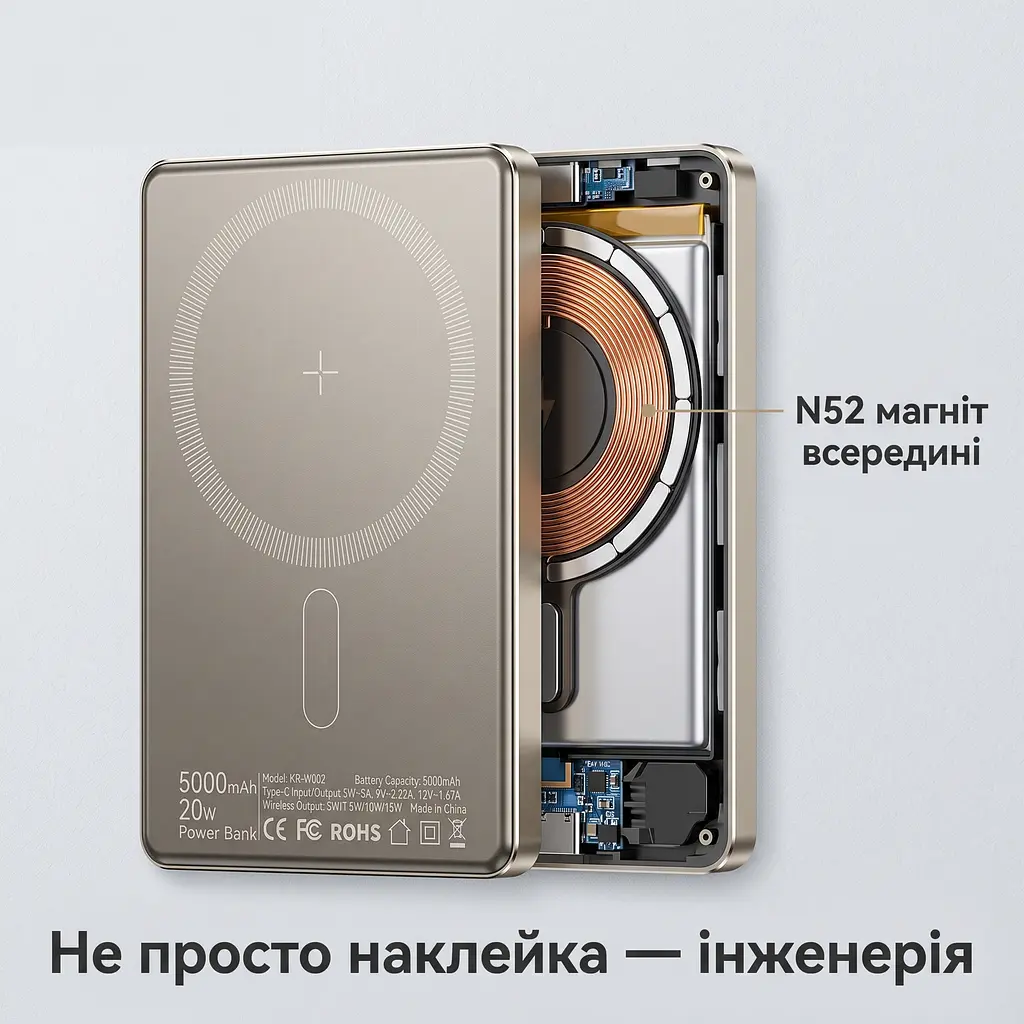 Магнітний павербанк Essager з бездротовою зарядкою 15 Вт та швидкою PD 20 Вт на 5000 мАг - фото 10