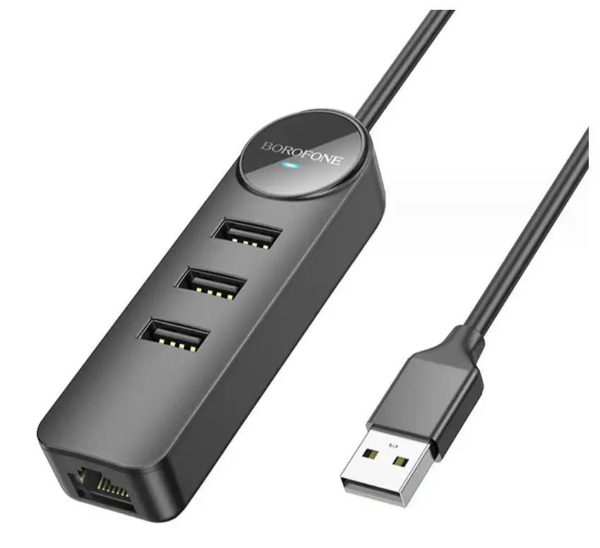 Конвертер адаптер USB Borofone на мережевий вихід RJ-45 DH6 Erudite 4-in-1 Gigabit Ethernet Adapter 120 см - фото 2