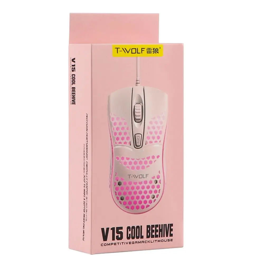 Комп'ютерна миша T-Wolf V15 RGB LED 1600 DPI Pink - фото 2