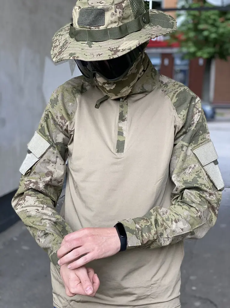 Сорочка чоловіча військова тактична з липучками під шеврони ЗСУ Убакс Туреччина 6583 M хакі - фото 6