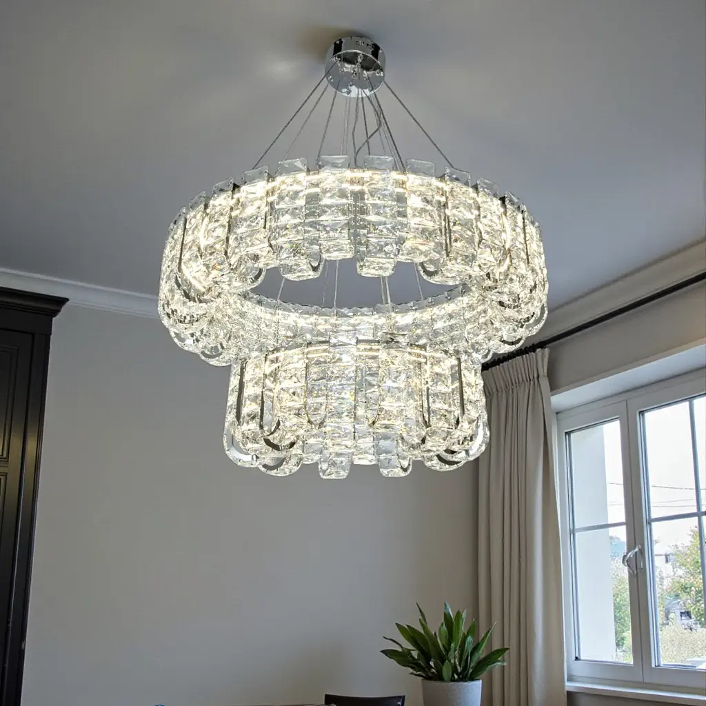Розкішна кришталева підвісна LED-люстра для просторої вітальні Diasha 559/800+500CH, 138W, 7590 lm - фото 3