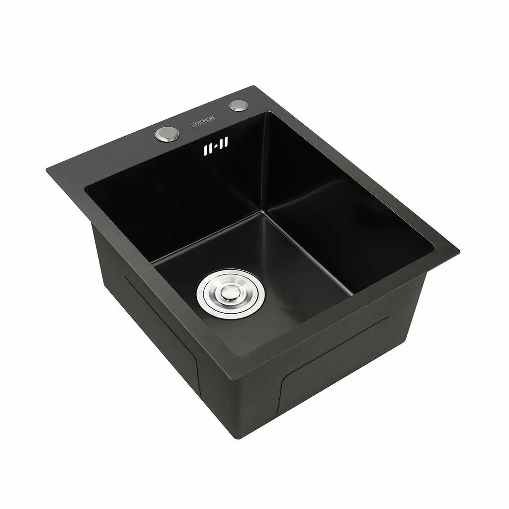 Кухонна мийка Platinum Handmade PVD 40x50 чорна (сифон крулий 3.0/0.8) - фото 2