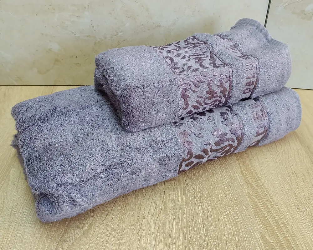 Набір турецьких бамбукових махрових рушників Cestepe 50х90+70х140 Bamboo Damaks Violet - фото 3