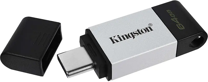 USB Flash Kingston USB 3.2 DT80 USB-C 64GB Silver Black - фото 3