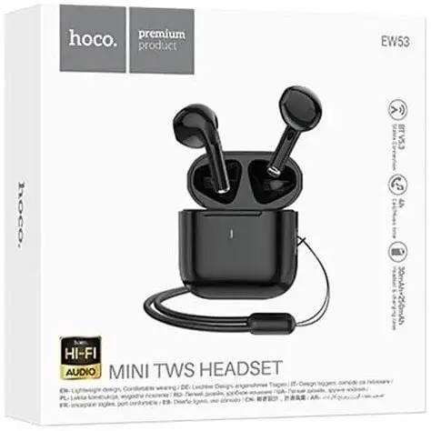 Бездротові навушники Hoco EW53 Lucky true wireless BT headset чорні 6942007600538 - фото 4