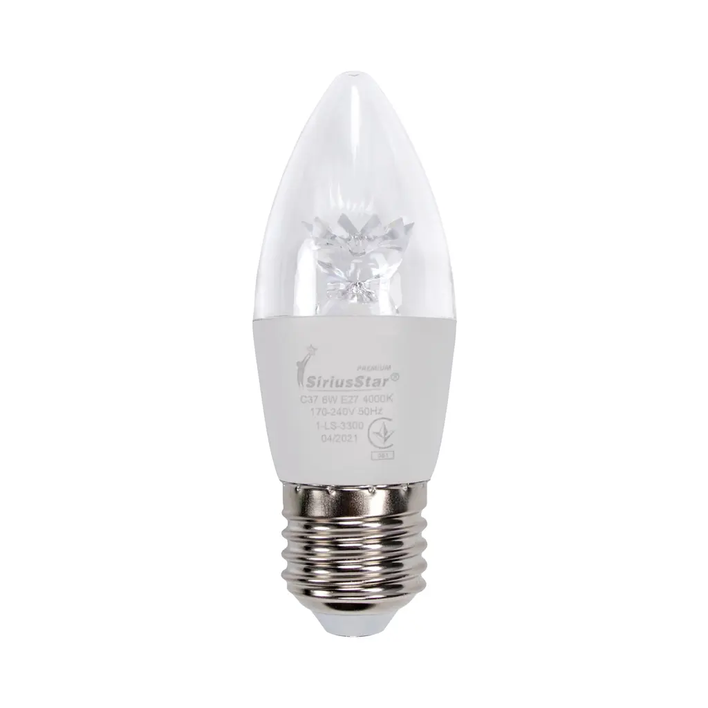 Светодиодная лампа SIRIUSSTAR 3300 СA37 crystal 6W-4000K-E27 - фото 2