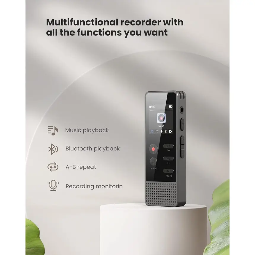 Цифровий bluetooth диктофон ZOOAOXO V200 64 ГБ чорний - фото 2