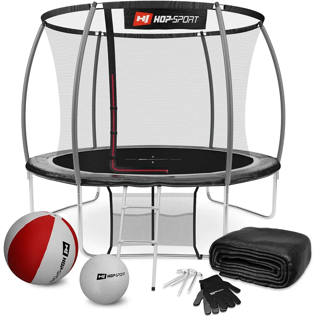 Батут Hop-Sport Premium 10ft (305см) чорно-сірий з внутрішньою сіткою - фото 4