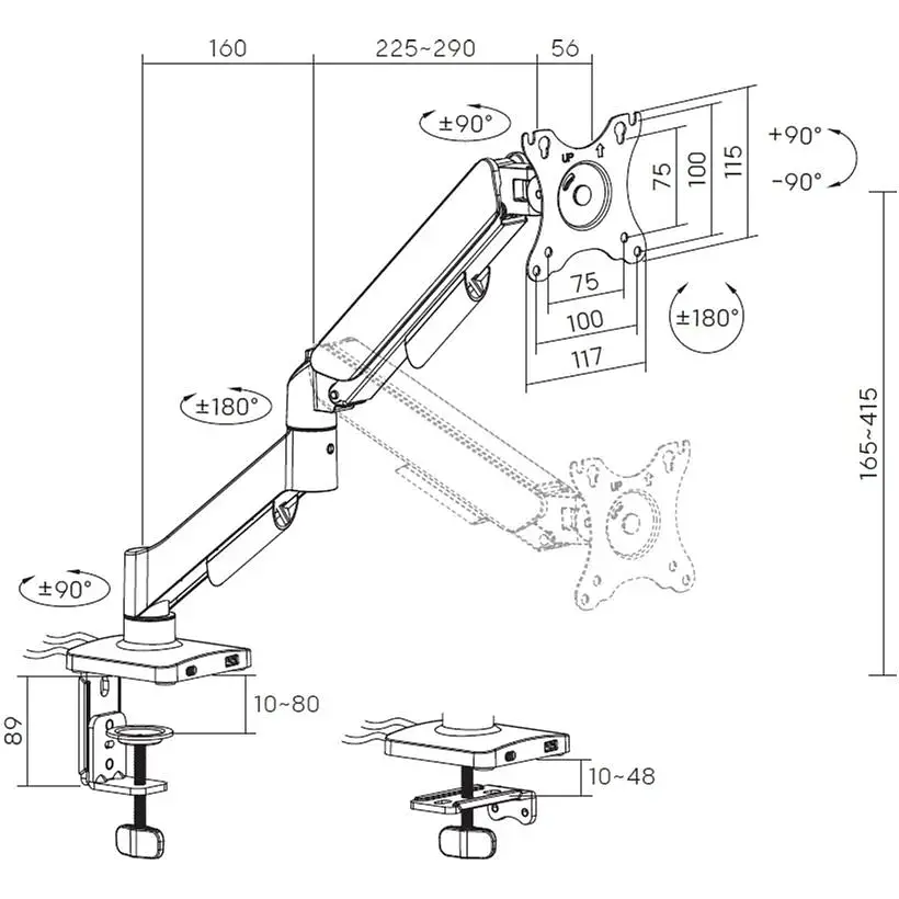 Настільне кріплення для монітора OfficePro MA511B 17`-32` Black [148278] - фото 13