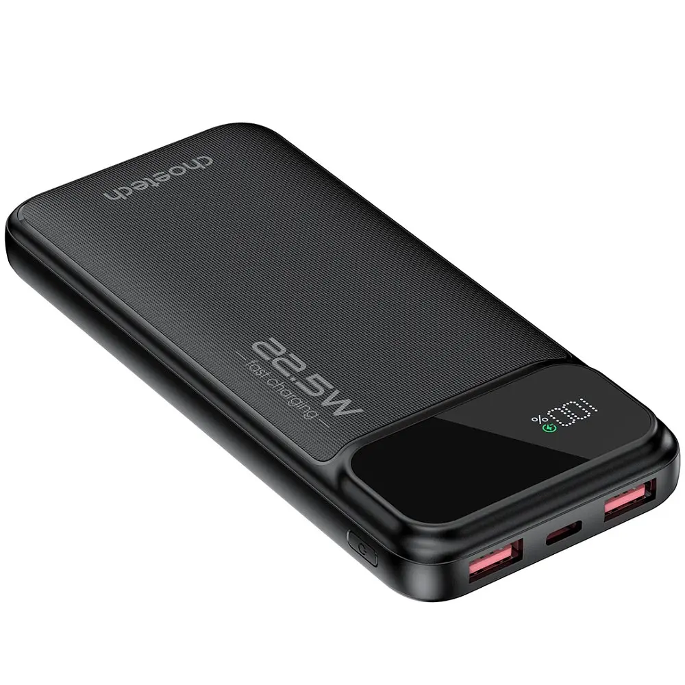 Універсальна мобільна батарея Choetech 10000mAh 22.5W PD,QC3.0 2USB-A+USB-C Чорний - фото 2