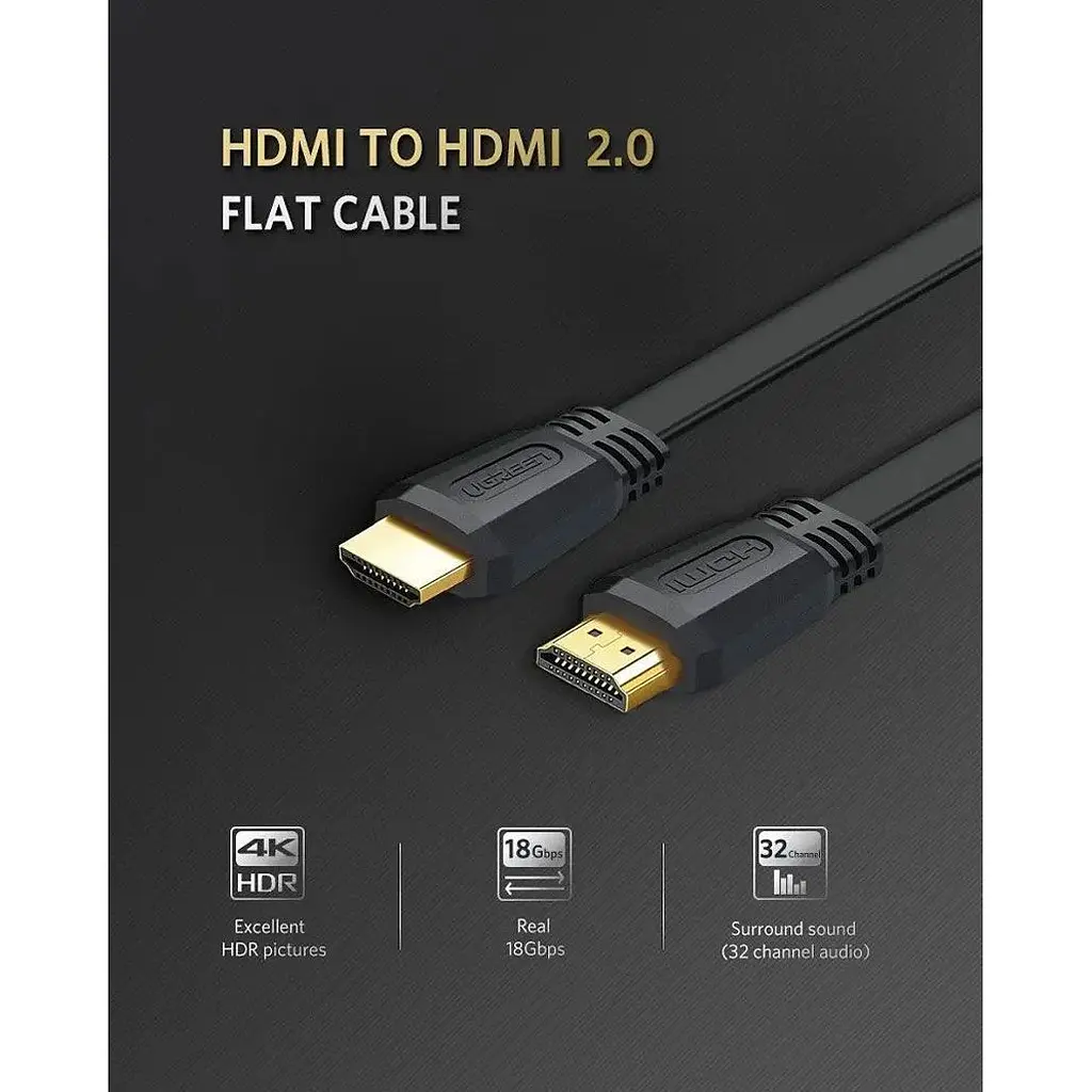 Кабель Ugreen ED015 HDMI to HDMI V2.0 4K 1.5m Black (50819) [158348] - фото 4