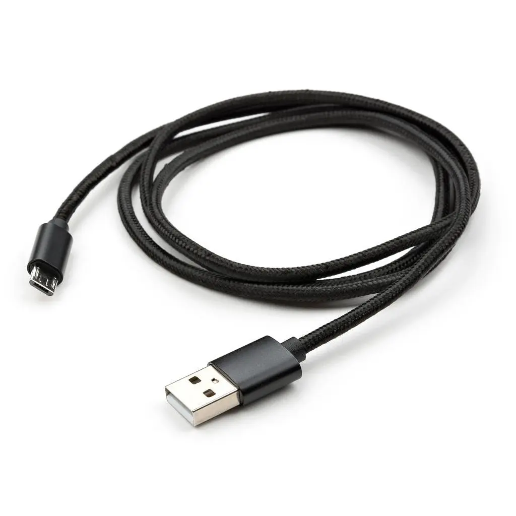 Дата кабель USB 2.0 AM to Micro 5P 1m nylon black Vinga (VCPDCMNB1BK) - фото 5