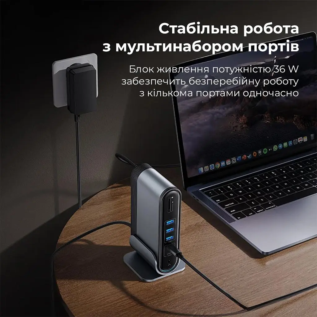 USB-Хаб Baseus UnionJoy 17-Port Triple-Display Docking Station Space Grey (B00532304811-00) - фото 14