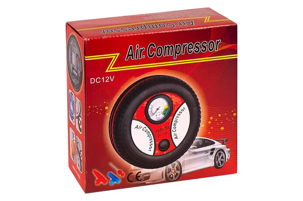 Автомобільний компресор Air Compressor 260 PSI DC12V у формі колеса в прикурювач для накачування шин - фото 3