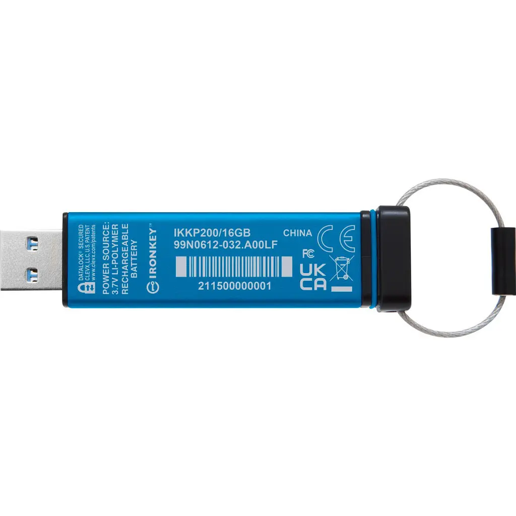 USB флеш накопичувач Kingston 16GB IronKey Keypad 200 Blue USB 3.2 (IKKP200/16GB) - фото 3