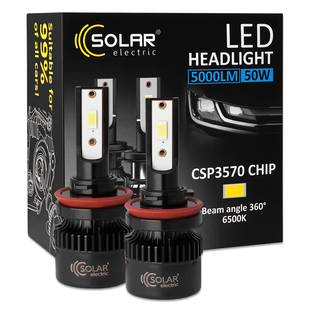 Автолампа Solar LED H8-H11-H16 12/24V 50W 5000 Lm 6500K CSP3570 (8511S2) - фото 5