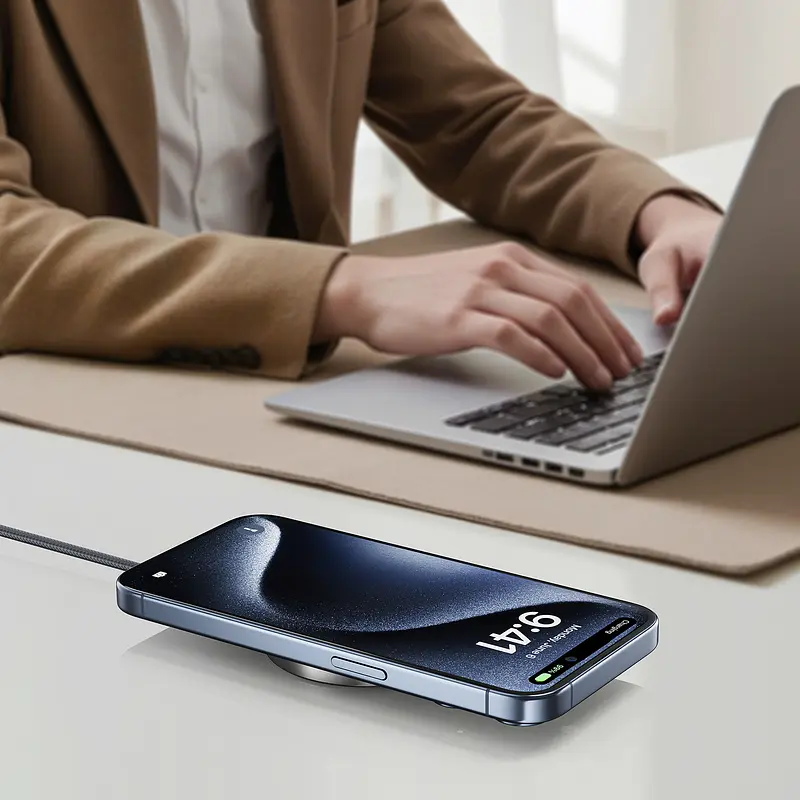 Бездротовий зарядний пристрій ACEFAST E24 QI2 desktop magnetic wireless charger with cable, Metal Gray (6974316284758) - фото 6