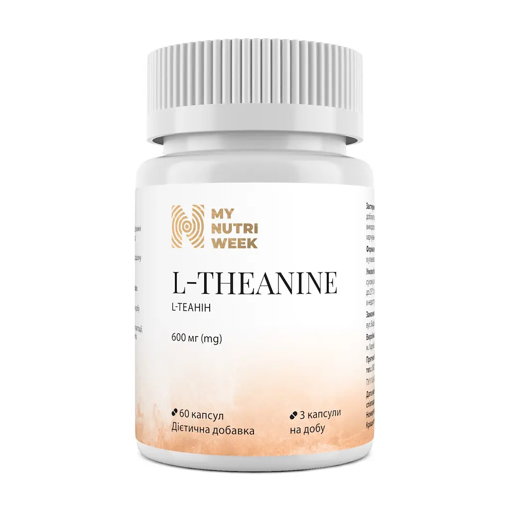 L-теанін, L-Theanine, 600 мг, 60 капсул My Nutri Week vit0003260