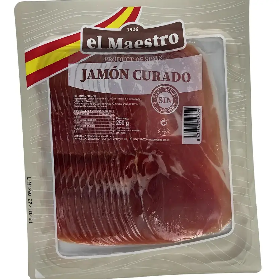 Хамон нарезка Maestro JAMON Curado Locheando 250 г (8436543753929)