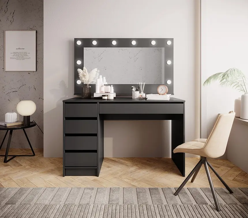 Стол туалетный письменный Perfect Home Ада/Ada 5S/120 с 5 ящиками Антрацит (PFH-091308) - фото 9