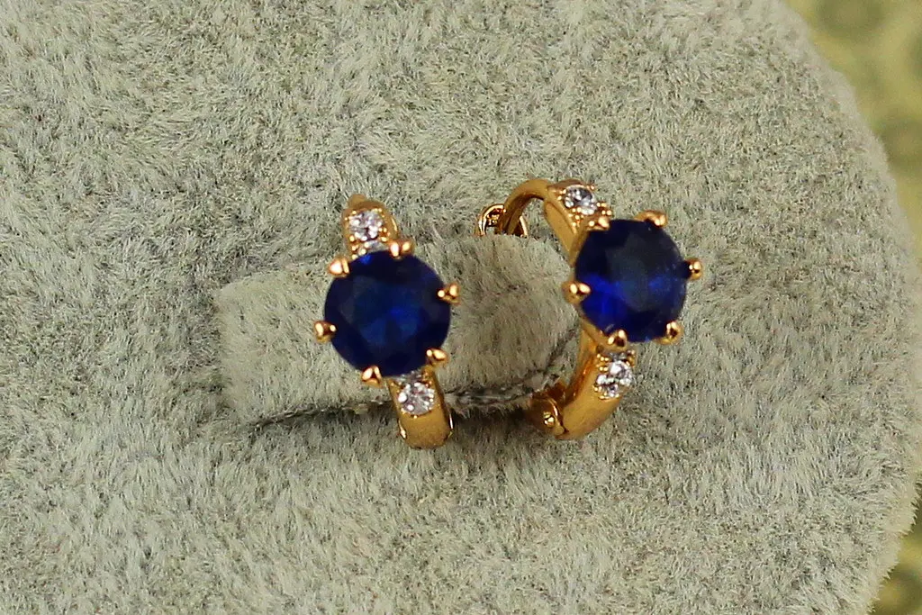 Сережки дитячі Xuping Jewelry глобус із синім каменем 1,2 см золотисті - фото 2