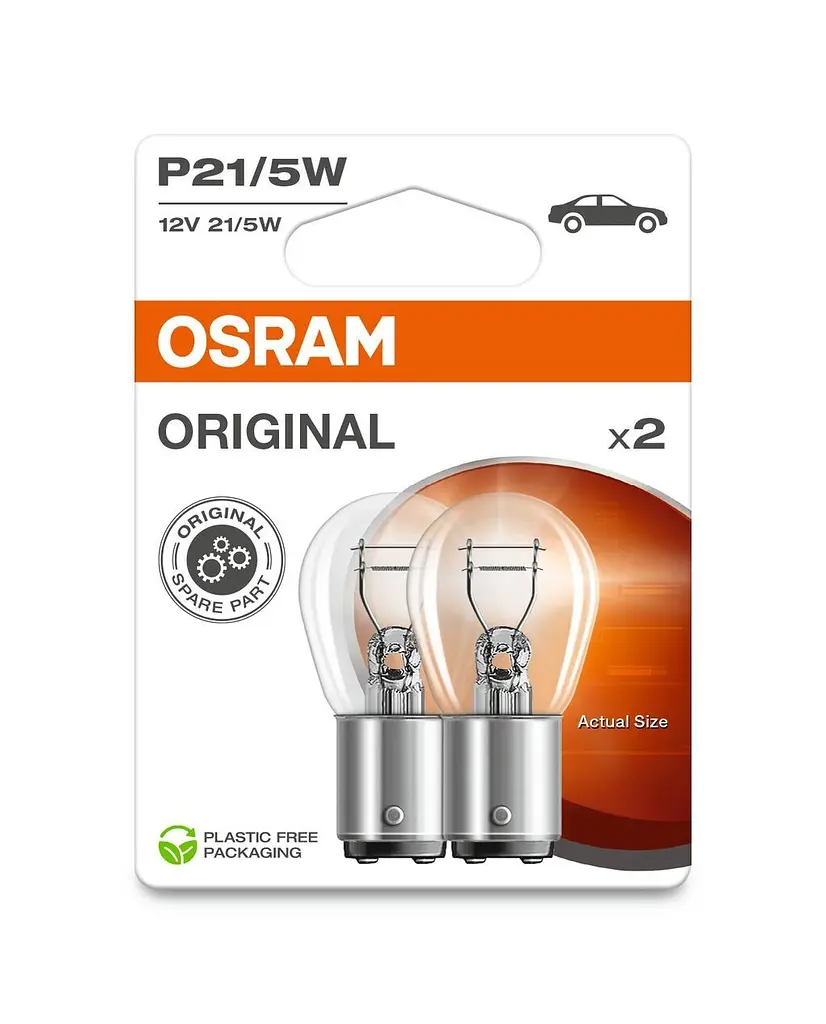 Комплект вказівних ламп розжарювання OSRAM 7528-2BL P21/5W 12V BAY15d Blister (2 шт) - фото 2
