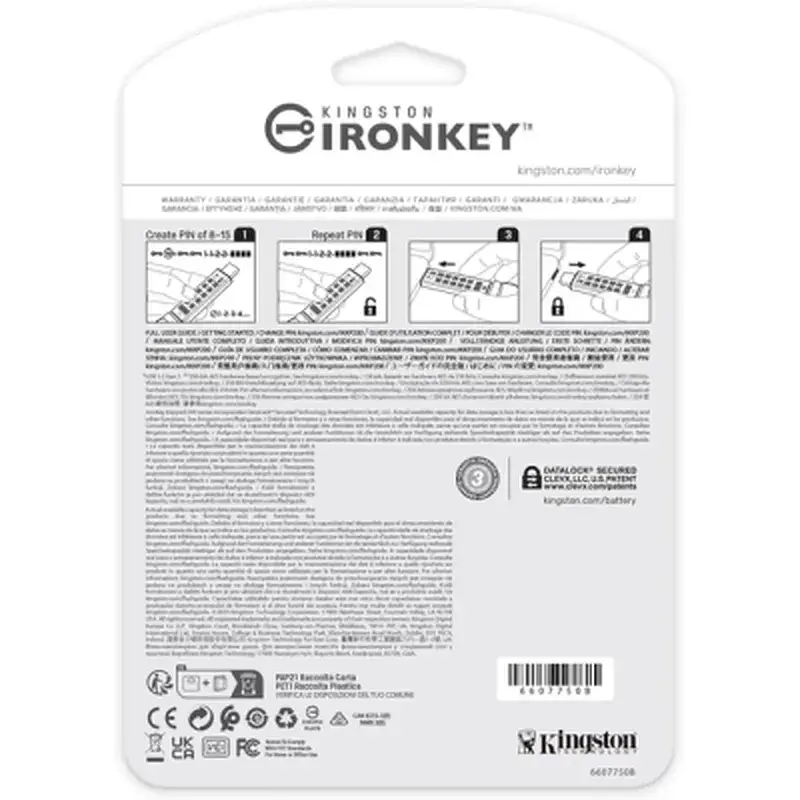 USB флеш накопичувач Kingston 128GB IronKey Keypad 200 Type-C Encrypted Blue USB 3.2 (IKKP200C/128GB) - фото 7
