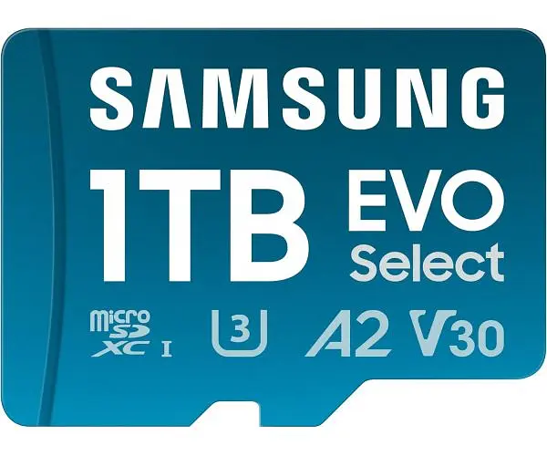 Карта памяти Samsung EVO Select microSDXC 160MB/s Full HD & 4K UHD, UHS-I, U3, A2, V30 1Tb + SD-adapter (MB-ME1T0SA/AM) - фото 2