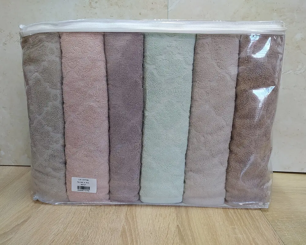 Набір турецьких махрових рушників 70х140 Gulcan 6 шт Jacquard Cotton Lux Motif - фото 3