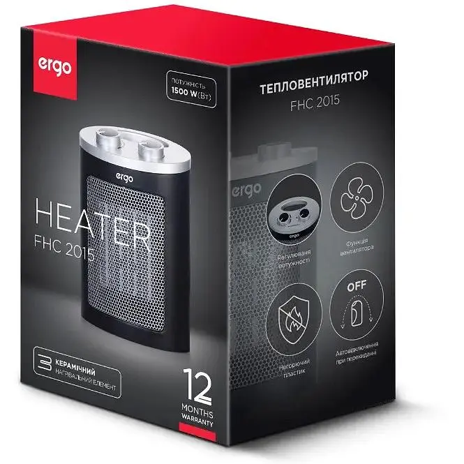 Тепловентилятор Ergo FHC 2015 побутовий обігрівач дуйчик 1500 Вт - фото 6