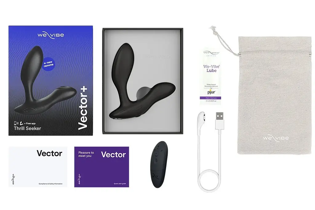 Масажер простати, 10.6х3 см (чорний) We-Vibe Vector + Лубрикант 50 мл - фото 6