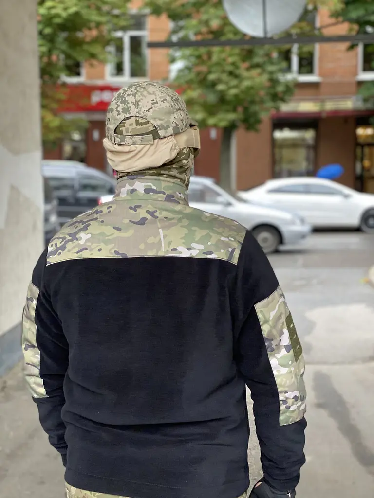 Кофта флісова чоловіча військова тактична з липучками під шеврони ЗСУ Мультикам 8045 52 розмір чорна - фото 9