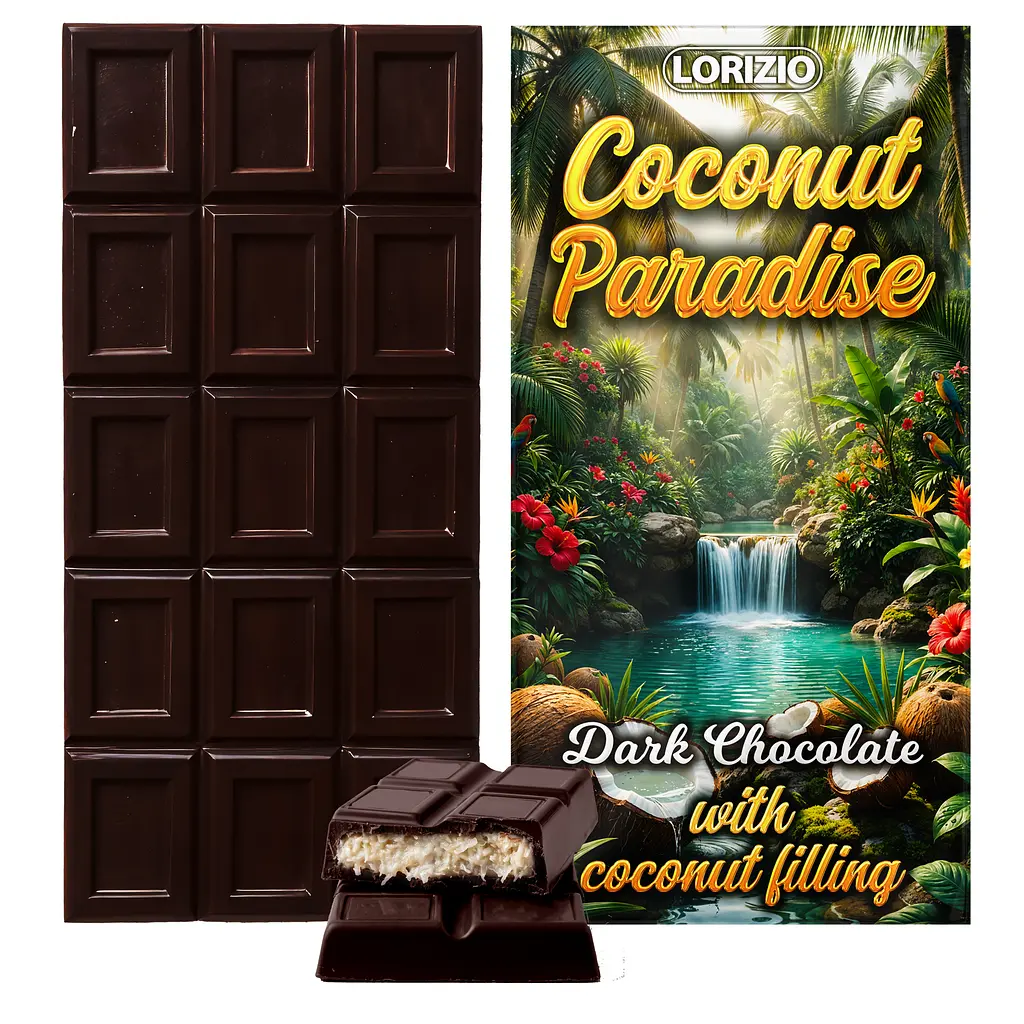 Шоколад черный Lorizio с кокосовой начинкой "COCONUT PARADISE" 190 г - фото 2