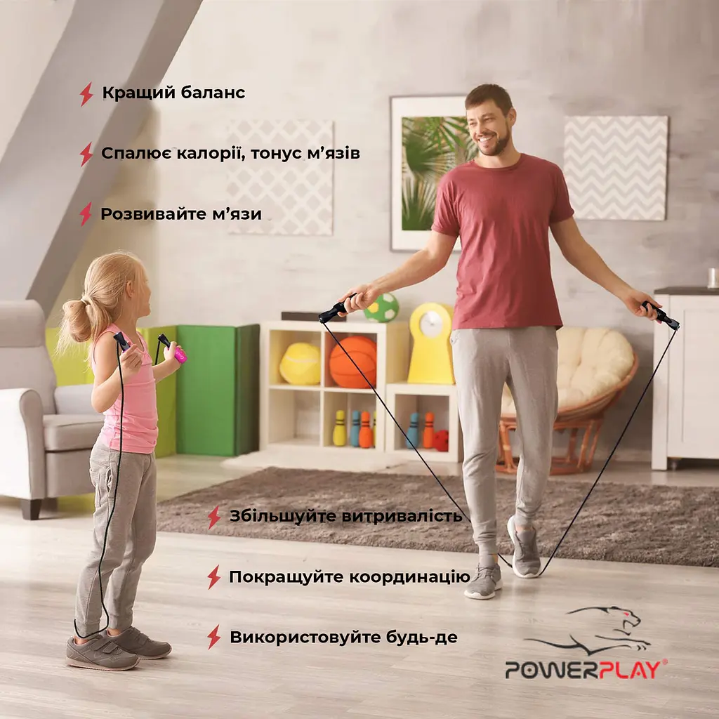 Скакалка швидкісна з обтяжувачем PowerPlay 3 м fit0011378 - фото 3