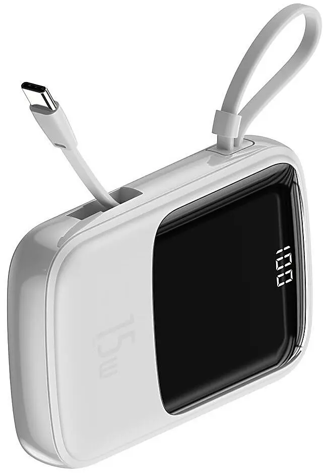 Портативна батарея Powerbank Baseus Q-Pow Digital Display With Type-C Cable 10000 mAh PPQD-A02 White - фото 3