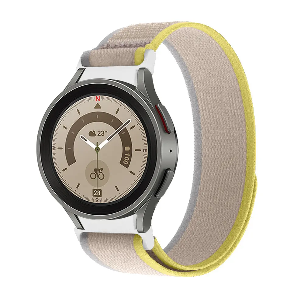 Ремінець для Samsung Galaxy Watch 5 Pro 45mm - бежево-жовтий Watchbands Cloth ширина кріплення 20мм нейлоновий (WB009-9063704) - фото 3