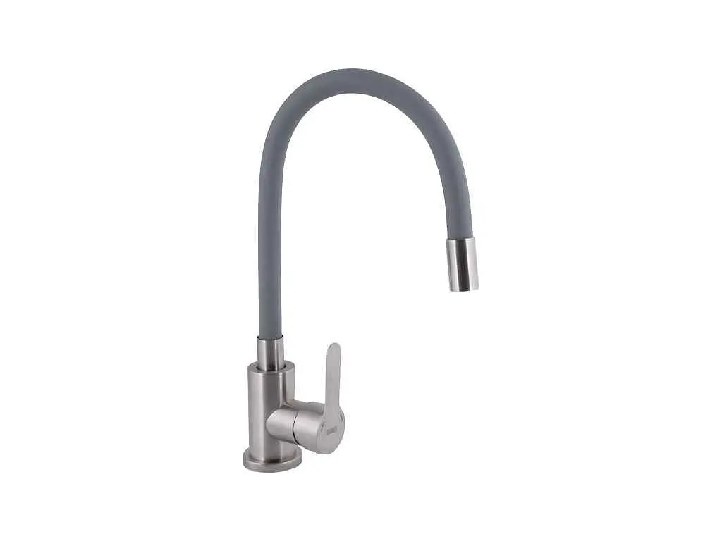 Змішувач Brinex на мийку сірий Pure 015F3 (k35) з гнучким виливом BRIPUR015F3NKG