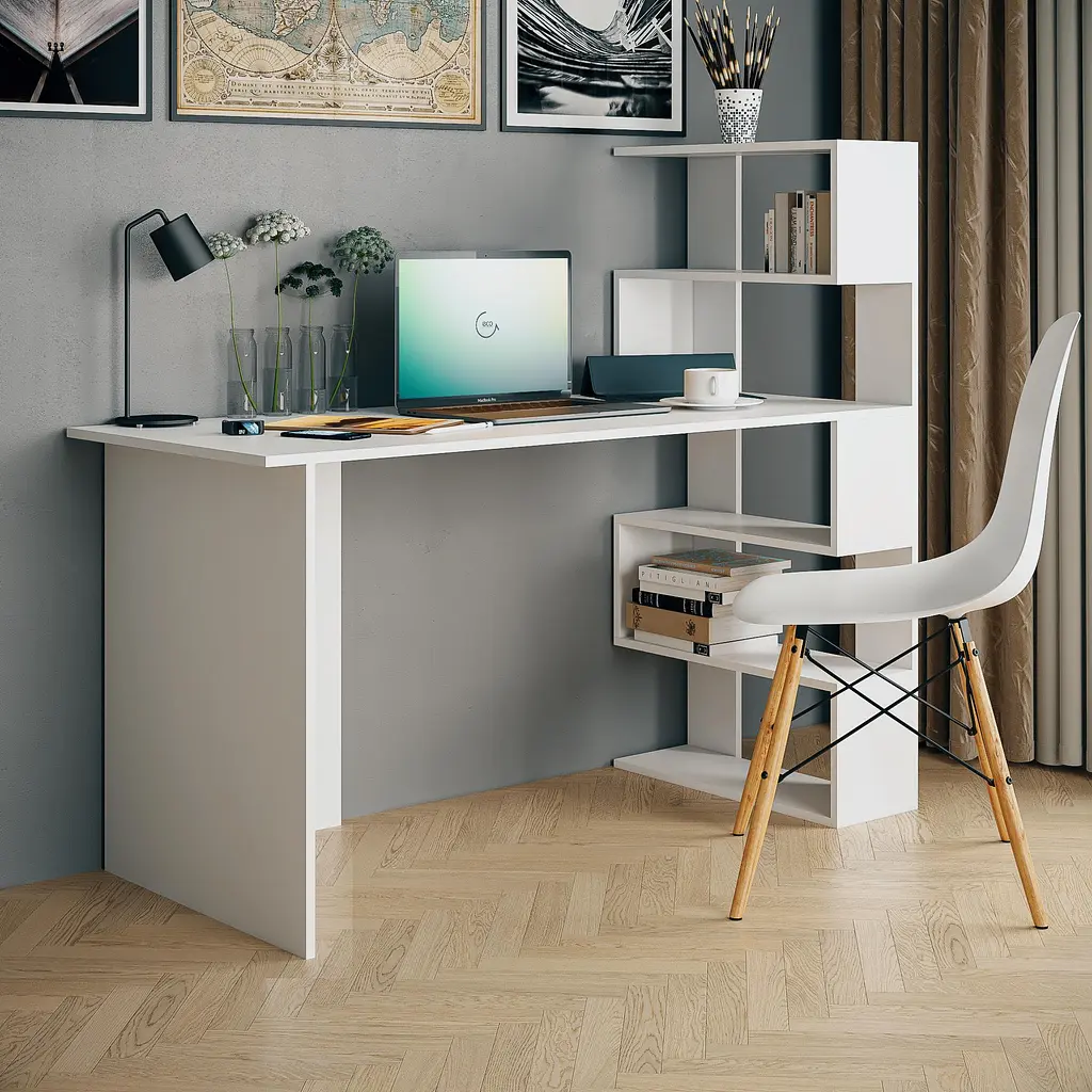 Стіл комп'ютерний Moreli Moreli Christer  1416х1226х600 мм Білий (zg-s15-white) - фото 3