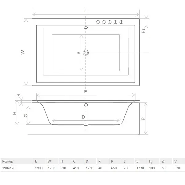 Ванна акриловая Radaway Itea Lux 190x120 + ножки (WA1-29-190x120U) - фото 2