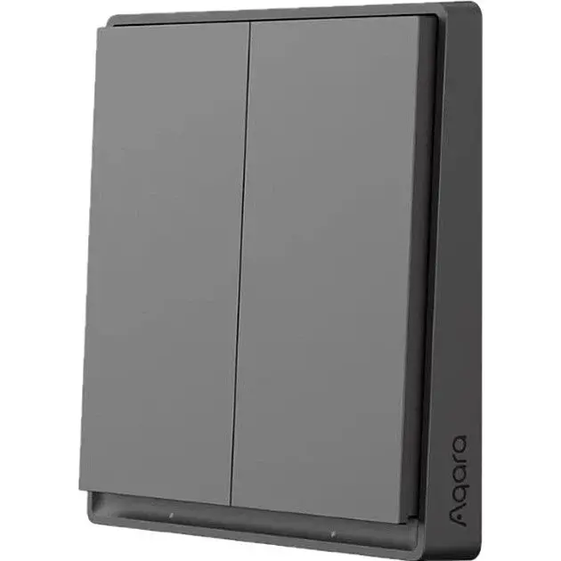 Вимикач 2-клавішний з нульовою лінією Xiaomi Aqara Smart Wall Switch E1 QBKG41LM темно-сірий