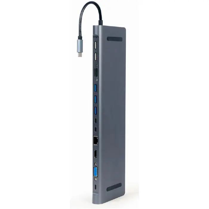 USB-Хаб Cablexpert USB-C 9-in-1 (Hub/HDMI/VGA/PD/card-reader/lan/audio) (A-CM-COMBO9-01) - фото 2