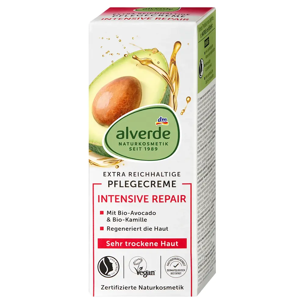Крем Alverde Naturkosmetik інтенсивне відновлення для обличчя з екстрактом авокадо 50 мл - фото 2