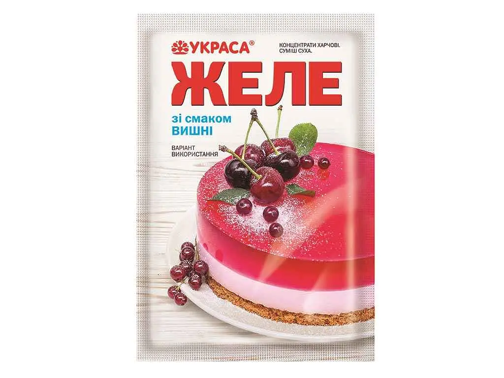 Желе УКРАСА 90г вишні зі смаком