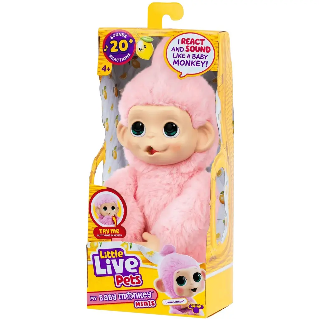Уцінка. Інтерактивна іграшка Moose Little Live Pets Мавпеня Луна Лемон рожева (26764)  - фото 2