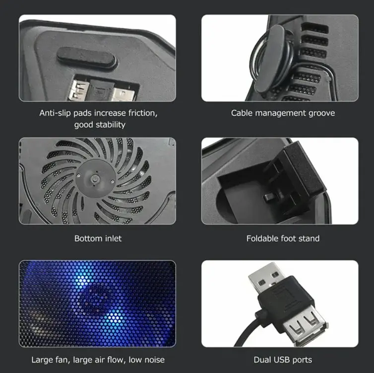 Охолоджувальна підставка для ноутбука 10-15 дюймів Pccooler N-133 BLUE LED 1300 RPM - фото 4