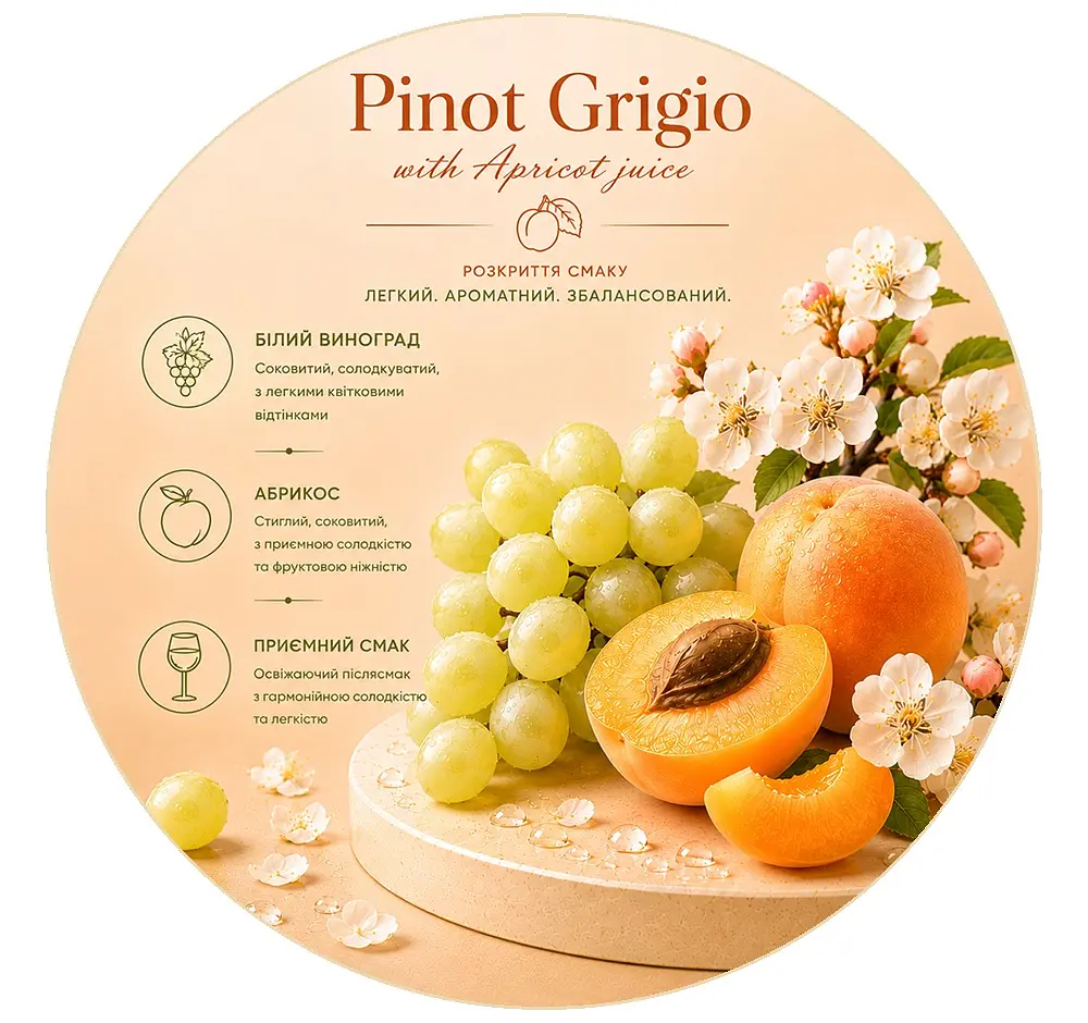 Винний напій Bolgrad Good Year напівсолодкий білий Pinot Grigio with Apricot juice 10% 0.75 л - фото 10