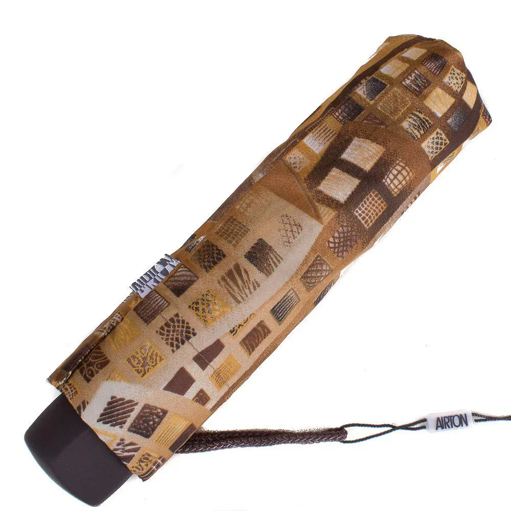 Женский складной зонтик механический Airton 98 см коричневый - фото 4