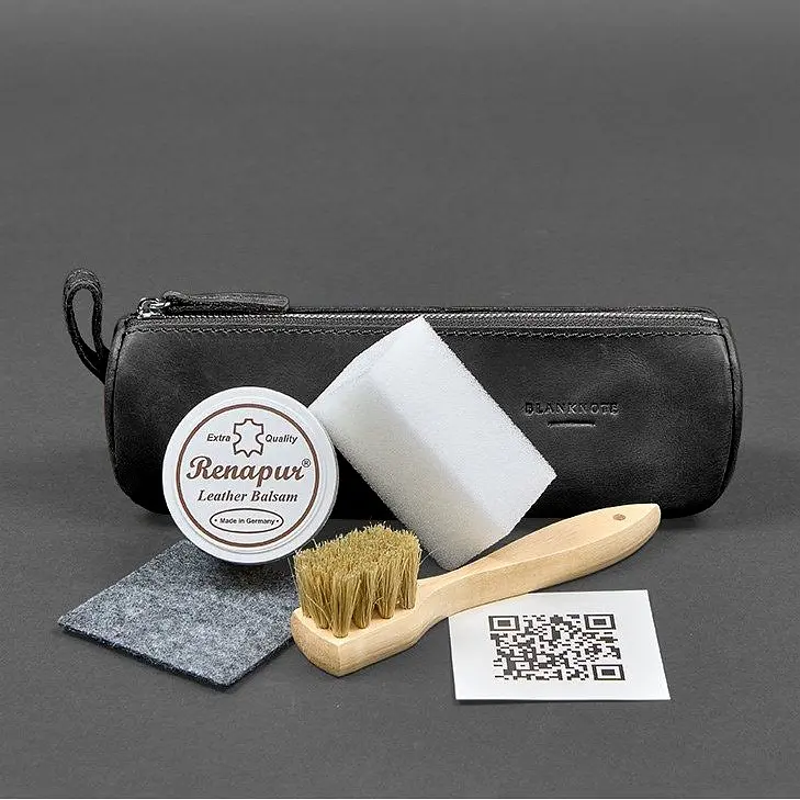 Набір для догляду за шкіряними виробами у шкіряному чохлі чорний - фото 4